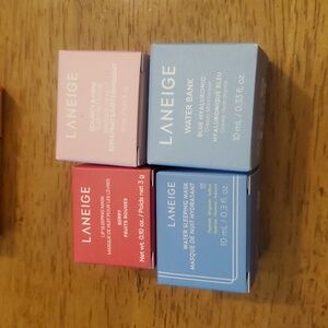 LANEIGE MINI BUNDLE  Sleeping Mask, Berry Mask, Water Mask, Moisturizer.